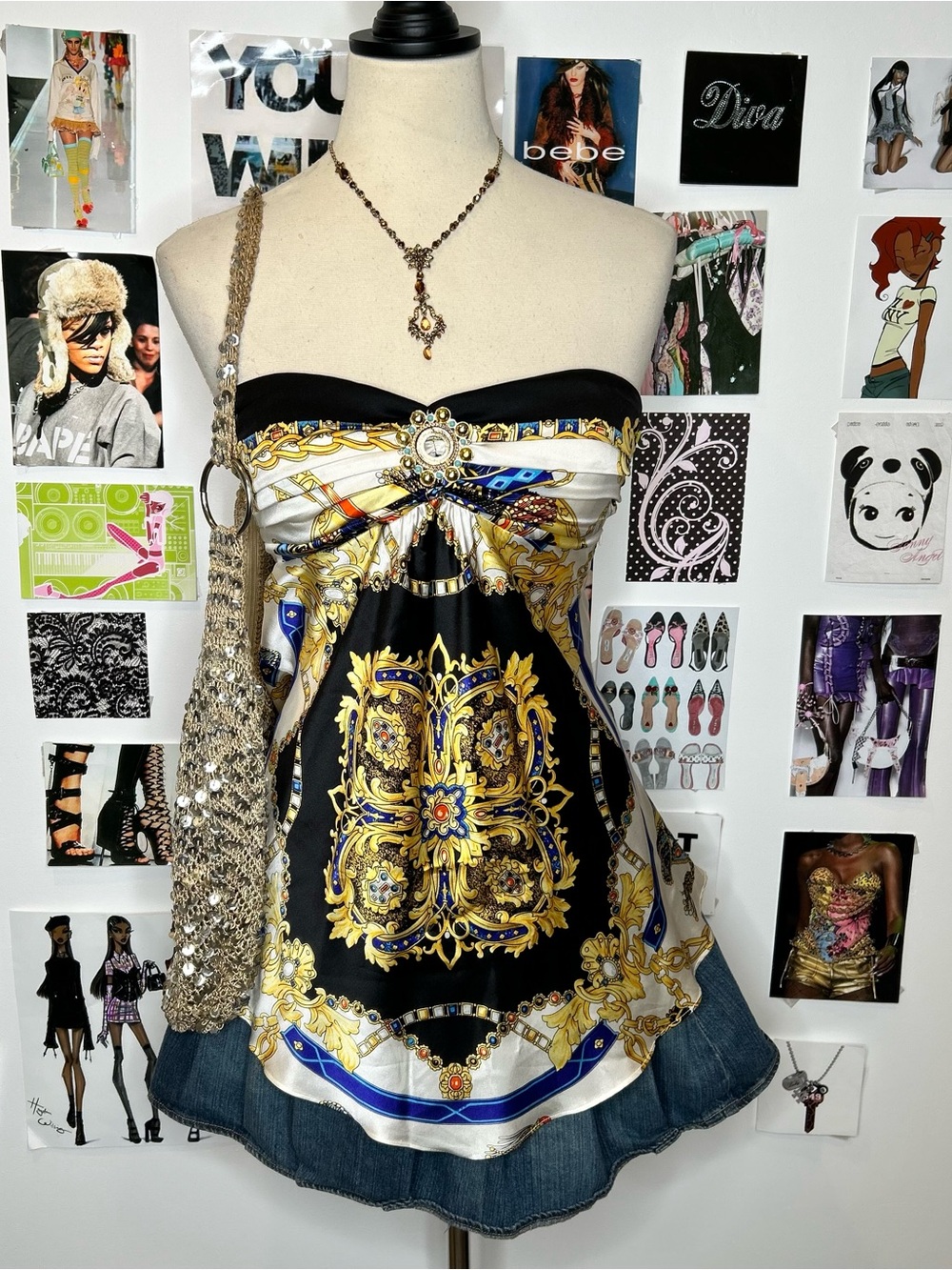 Cache 100% Silk strapless top